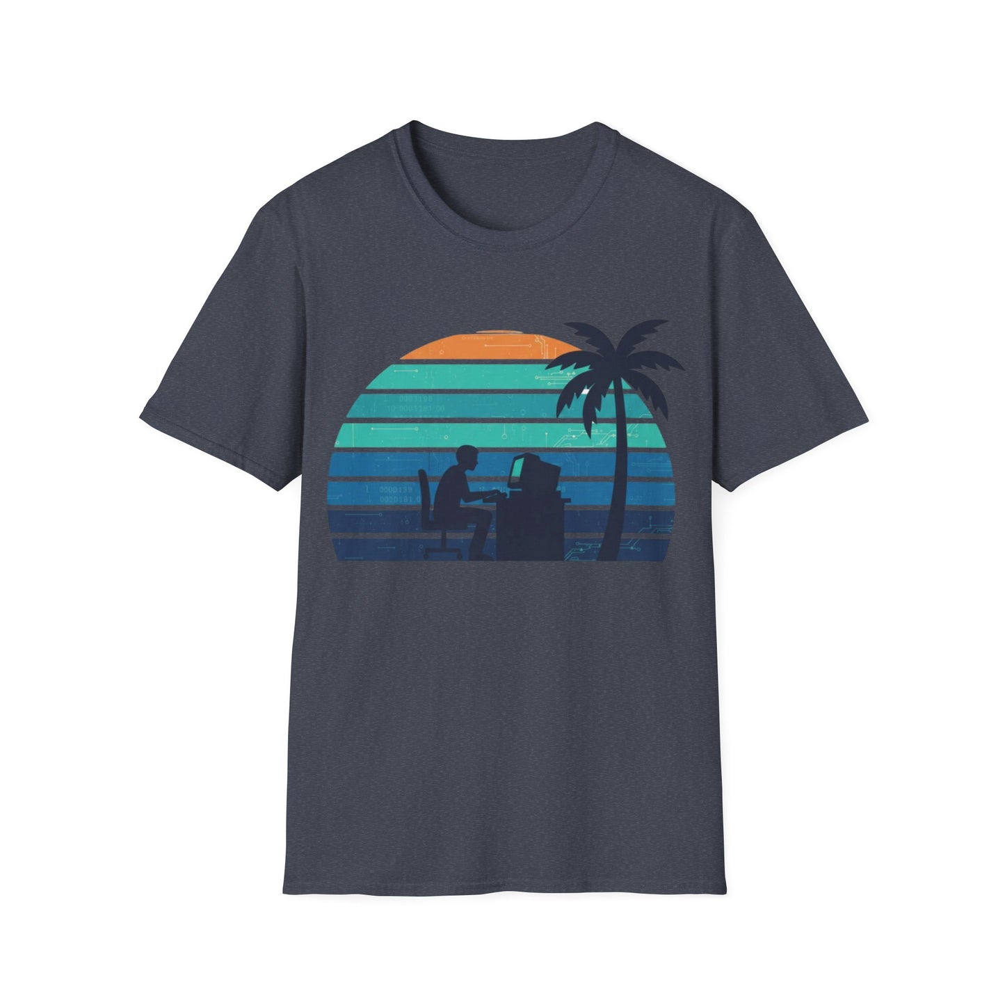 Code & Chill Sunset T-Shirt – Retro Programmer Beach Vibes Tee