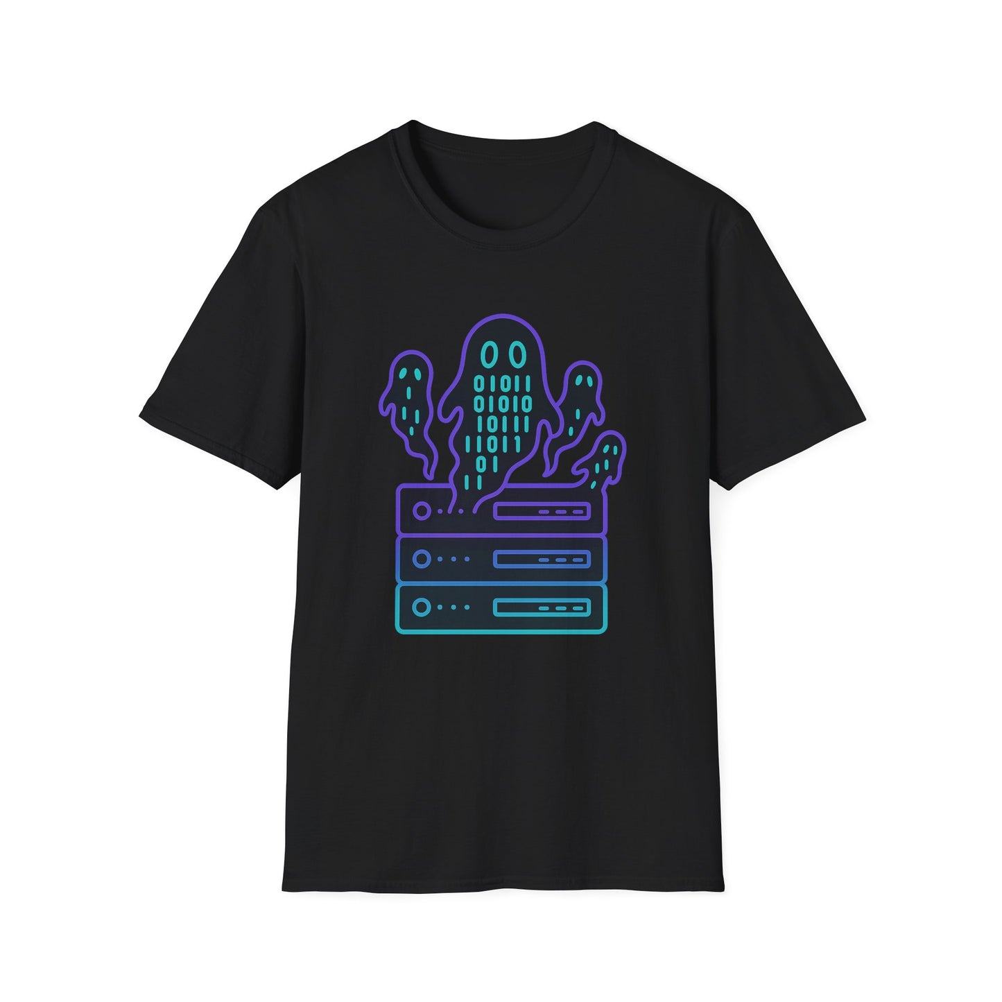 Ghost in the machine design on black t-shirt | hacker gift, halloween shirt