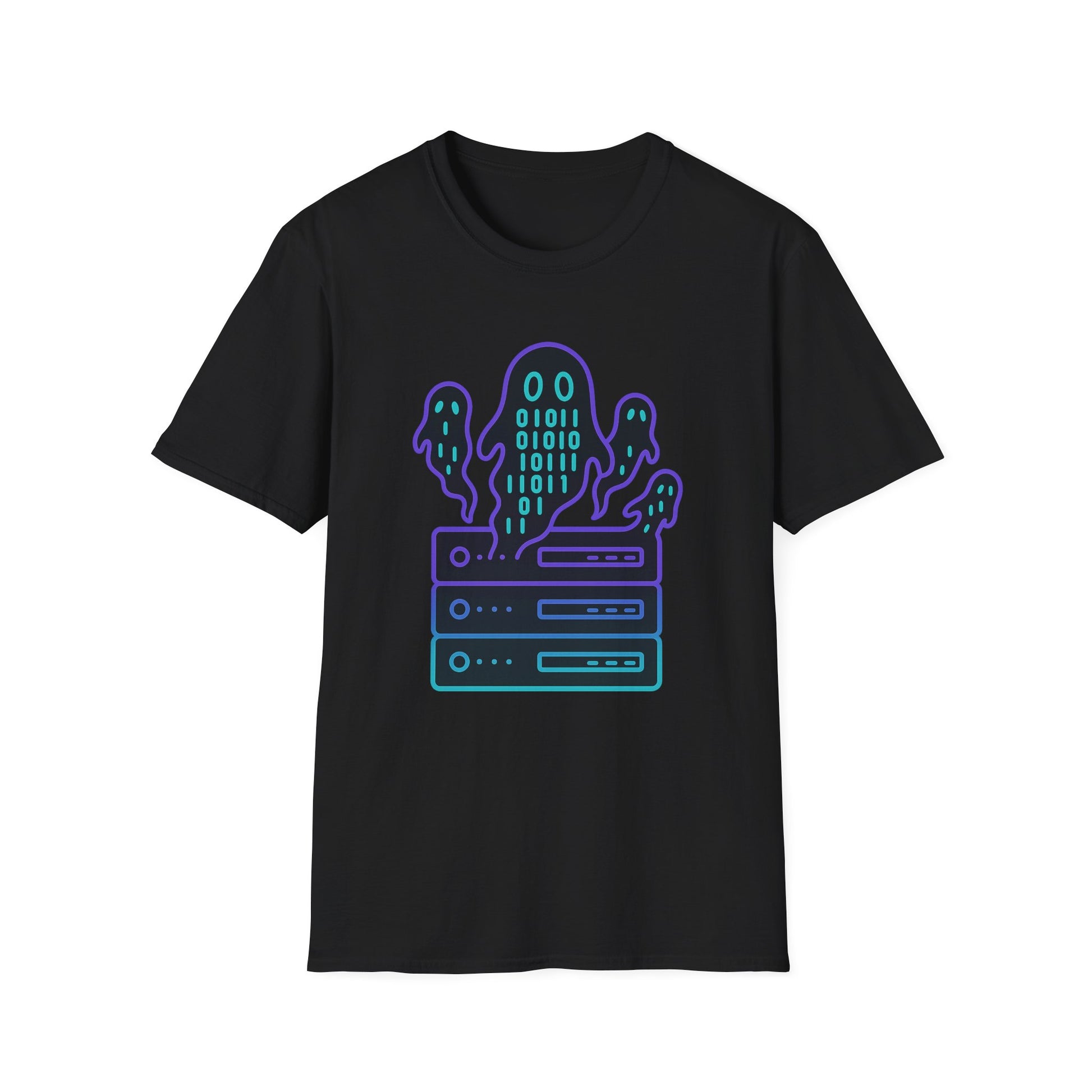 Ghost in the machine design on black t-shirt | hacker gift, halloween shirt