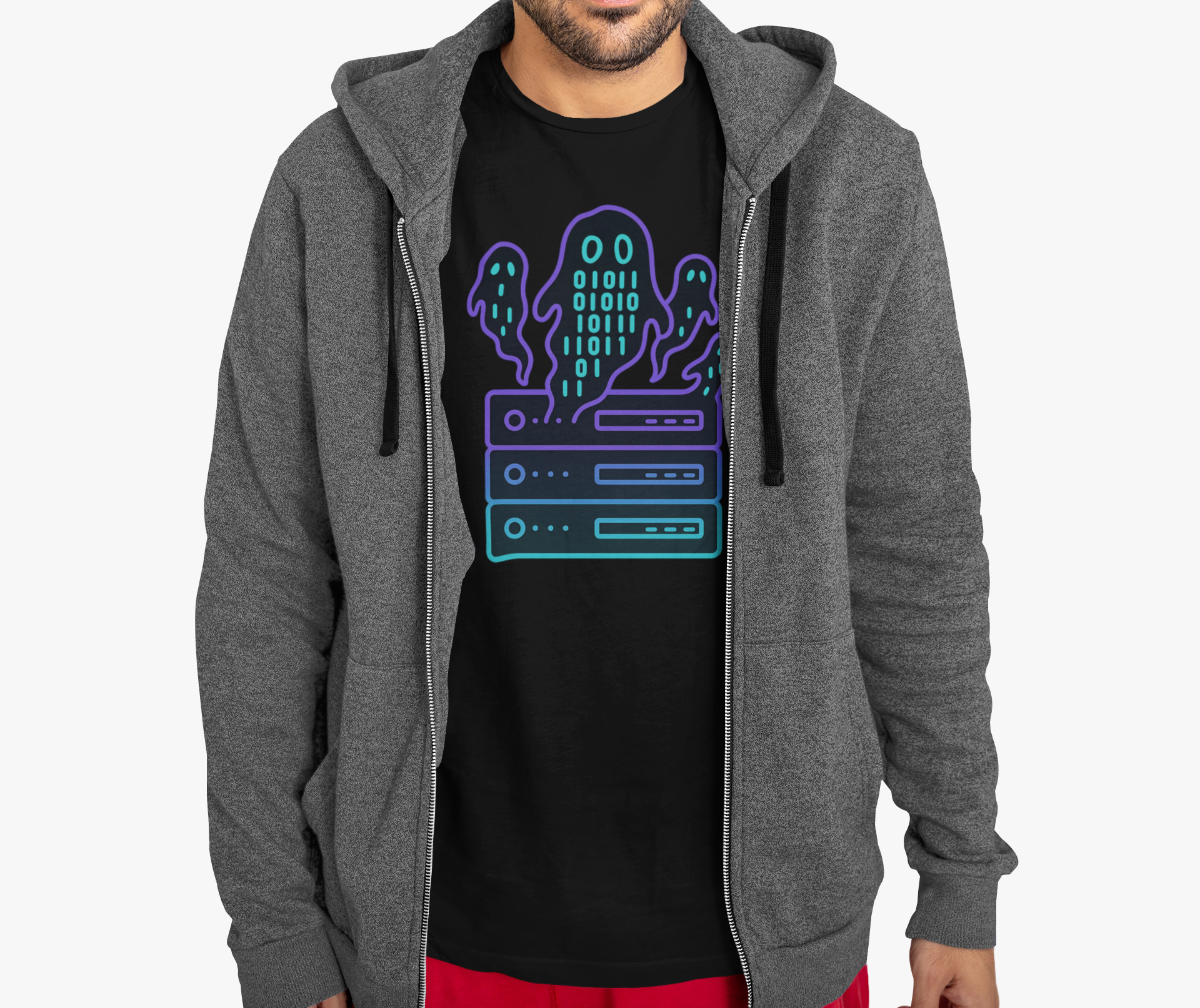 Ghost in the machine design on black t-shirt | hacker gift, halloween shirt