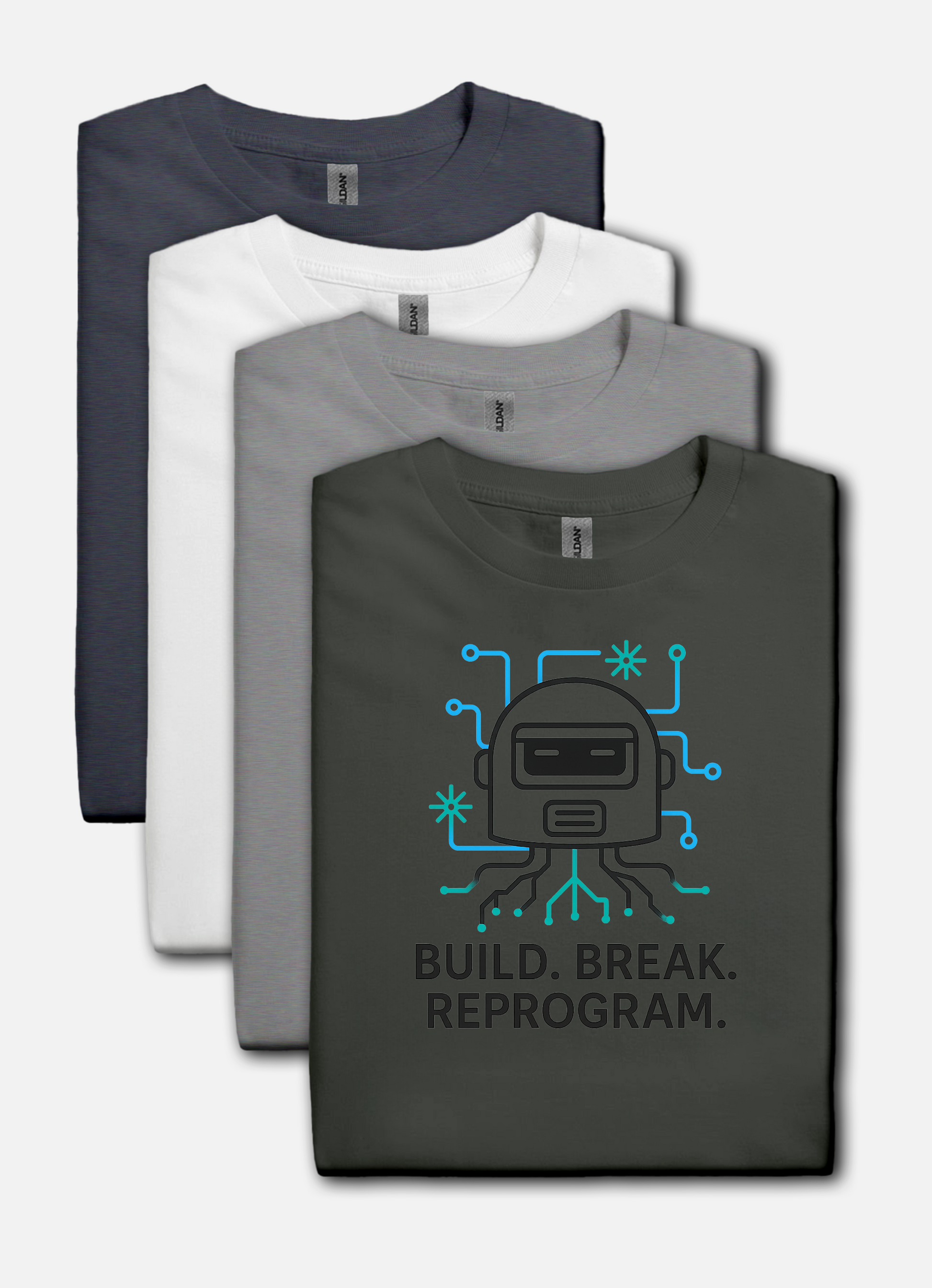 Build. Break. Reprogram design on charcoal t-shirt | hacker gift, hobby shirt