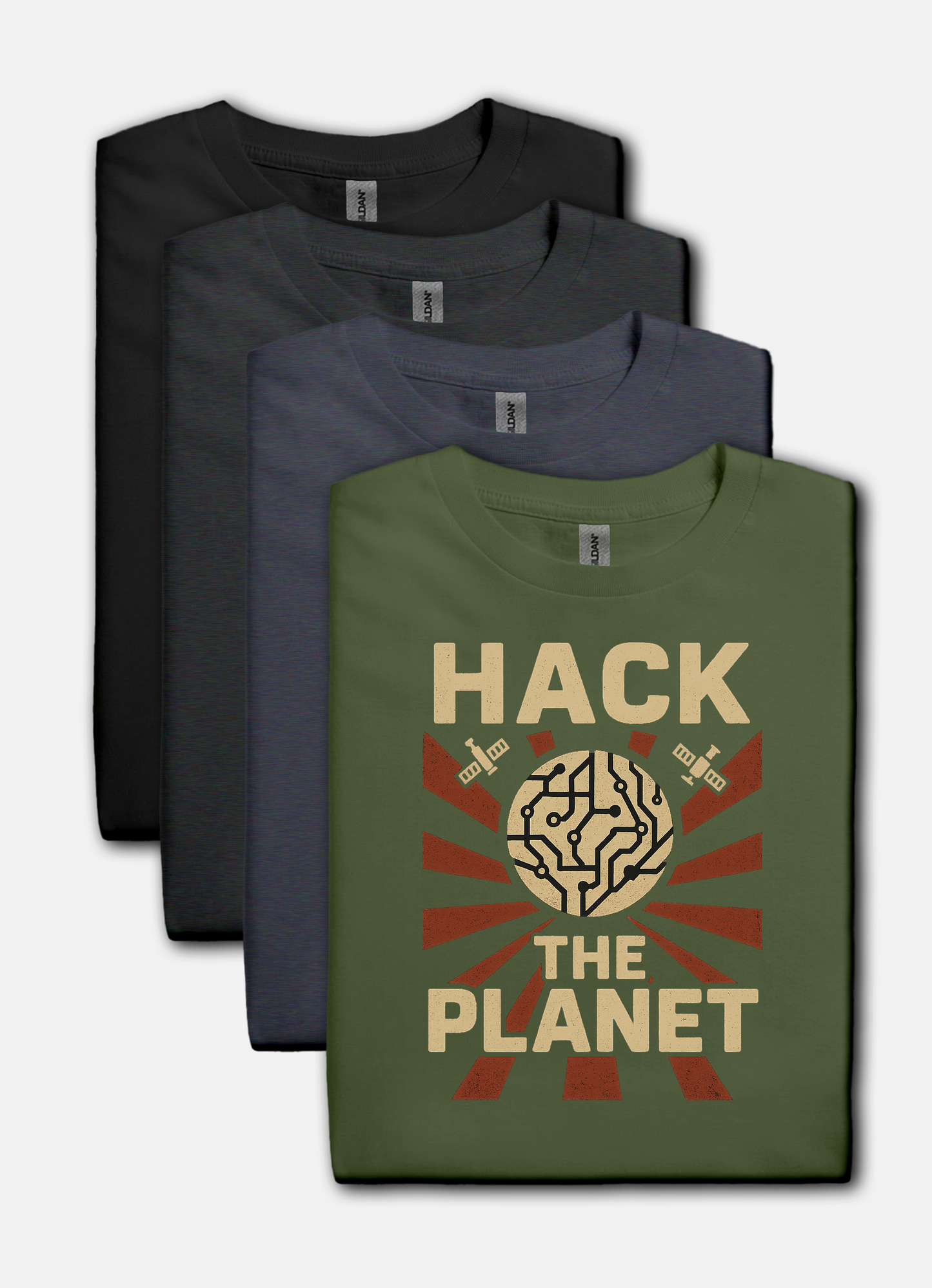 Hack the Planet design on green t-shirt | hacker gift, programmer shirt, retro vintage