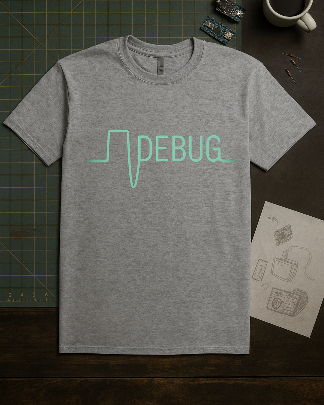 DEBUG Waveform T-Shirt – Retro Electronics, Coder & Hacker Apparel