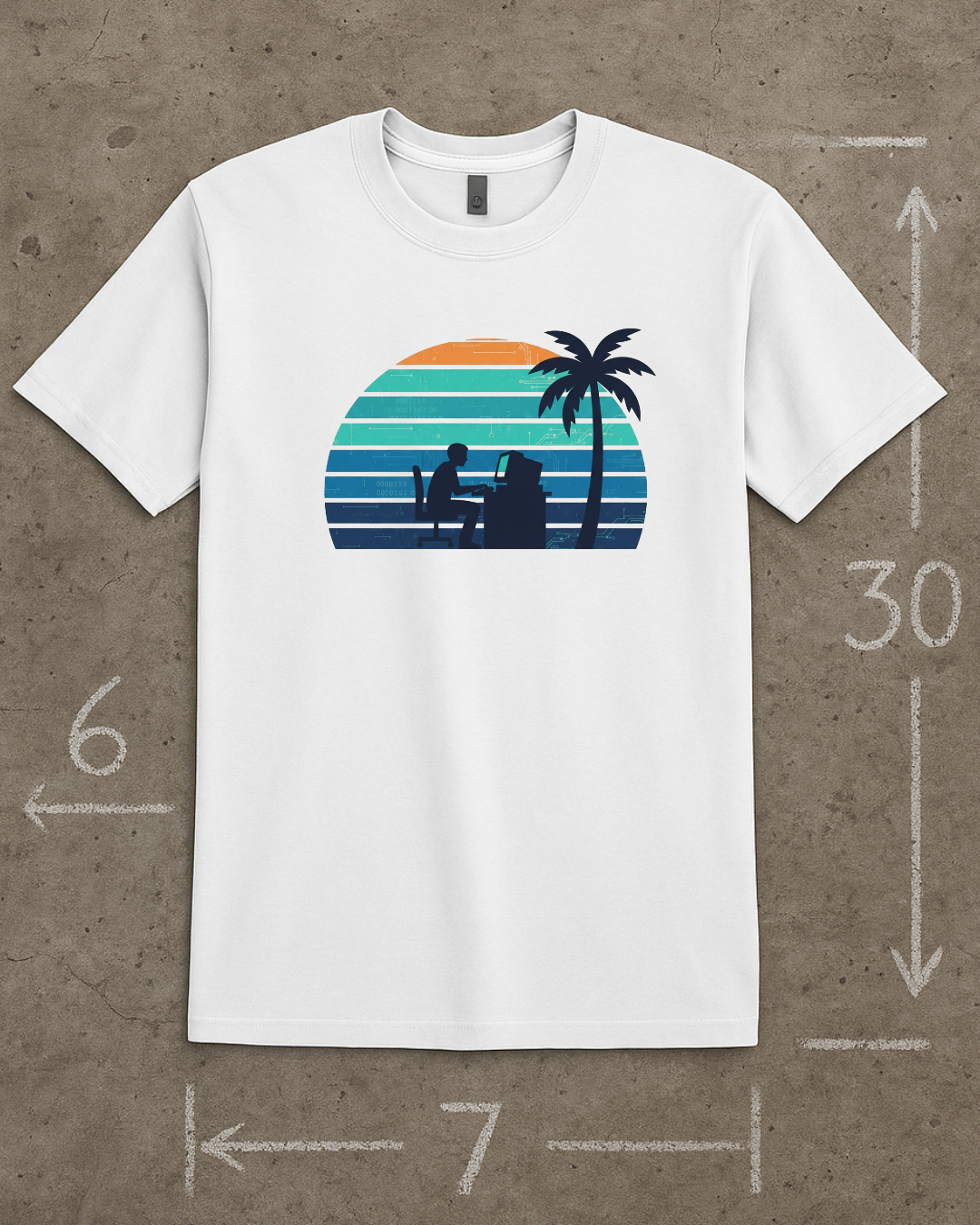 Code & Chill Sunset T-Shirt – Retro Programmer Beach Vibes Tee