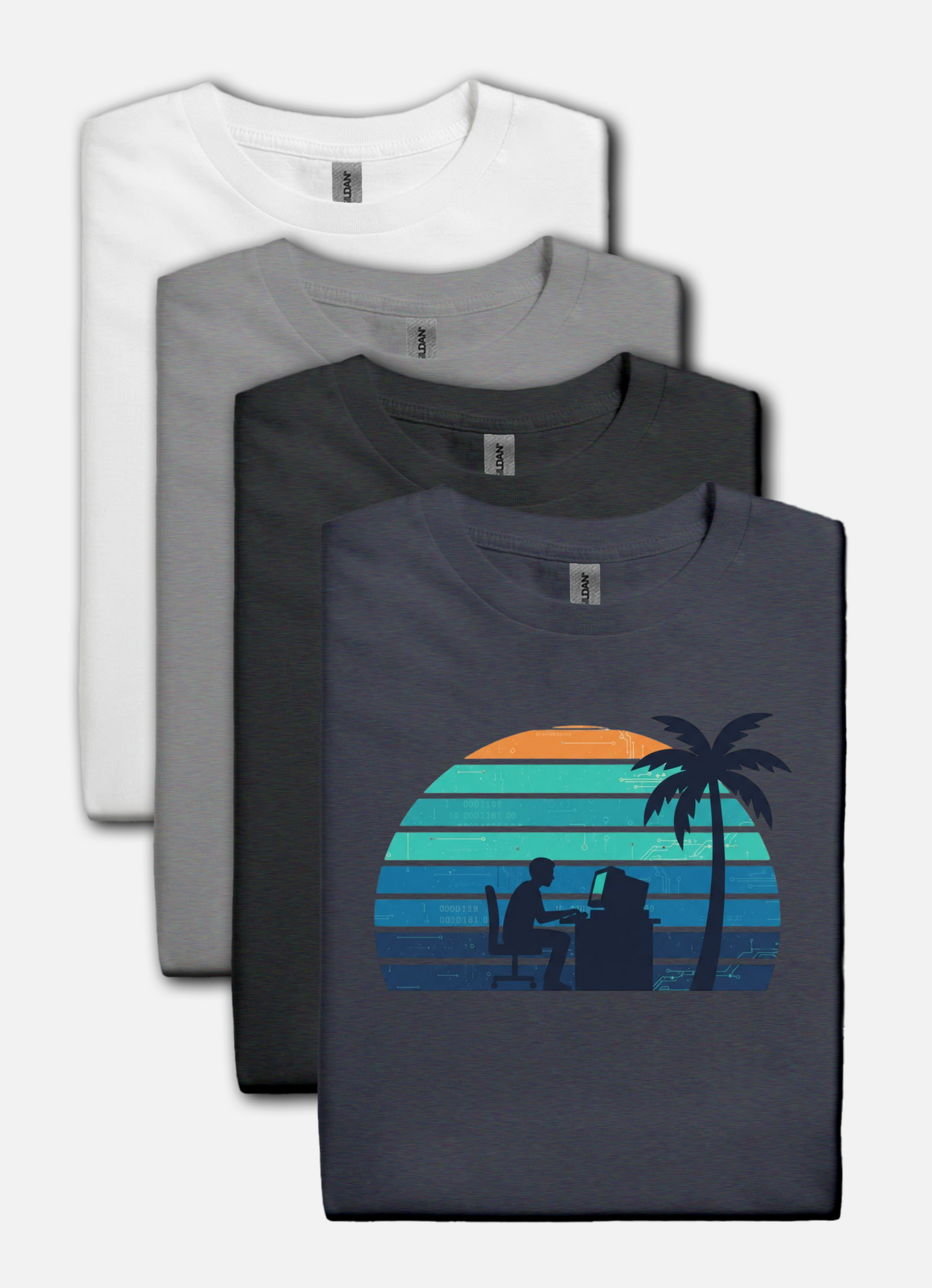Code & Chill Sunset T-Shirt – Retro Programmer Beach Vibes Tee