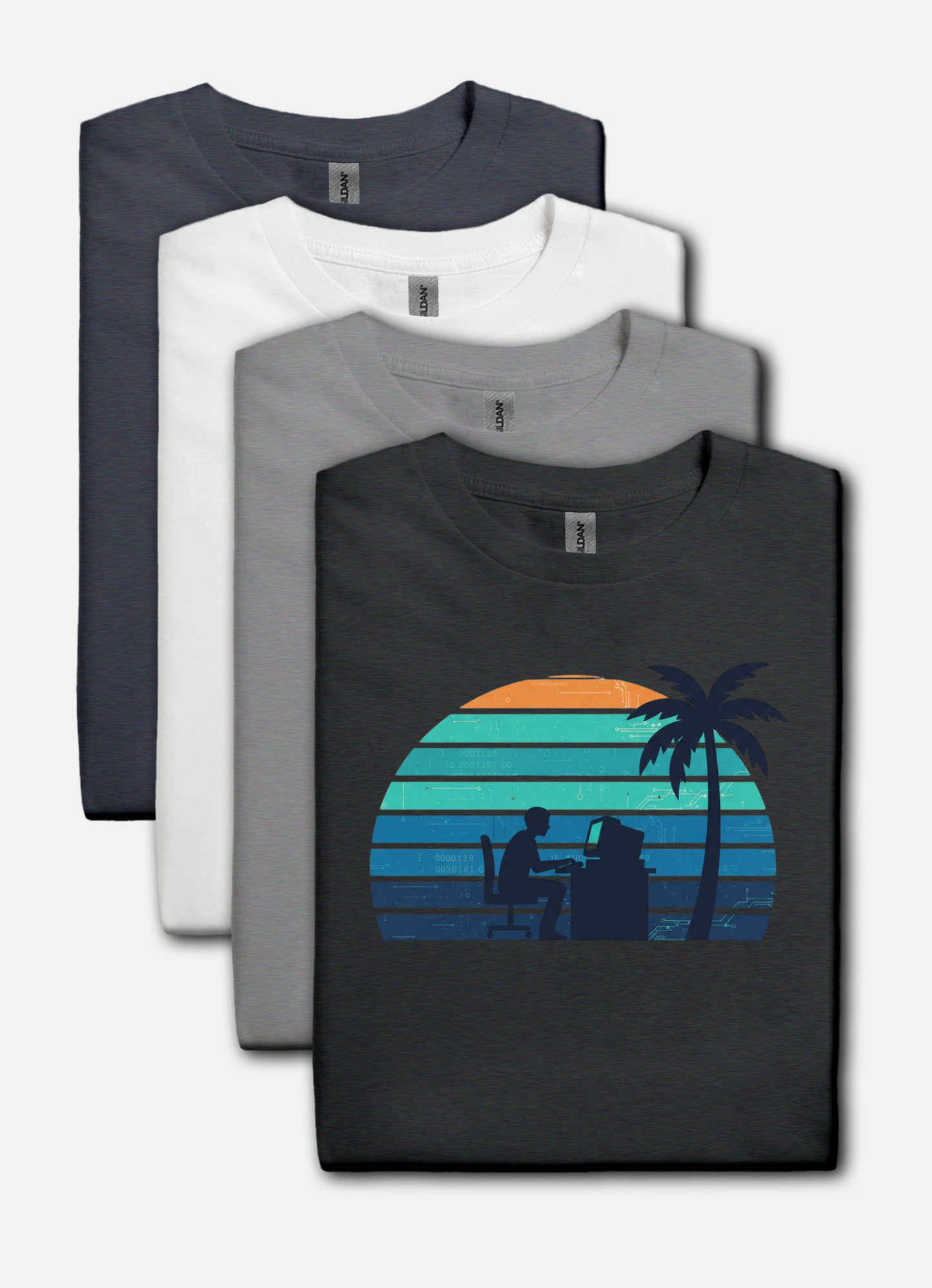 Code & Chill Sunset T-Shirt – Retro Programmer Beach Vibes Tee