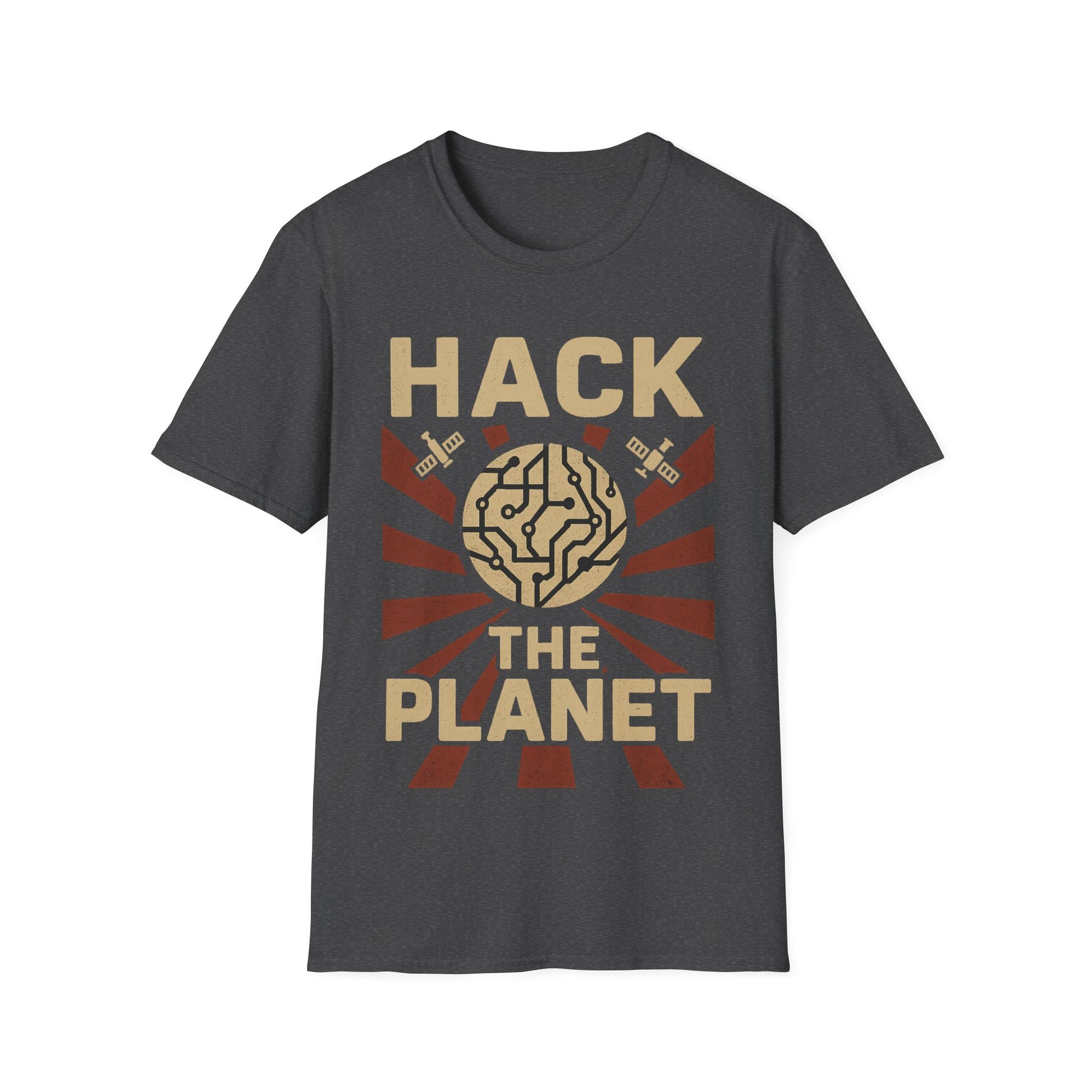 Hack the Planet design on gray t-shirt | hacker gift, programmer shirt, retro vintage