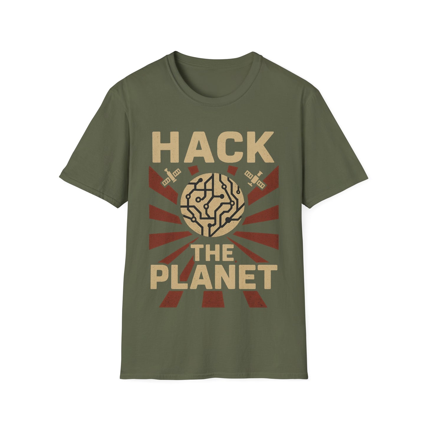 Hack the Planet design on green t-shirt | hacker gift, programmer shirt, retro vintage