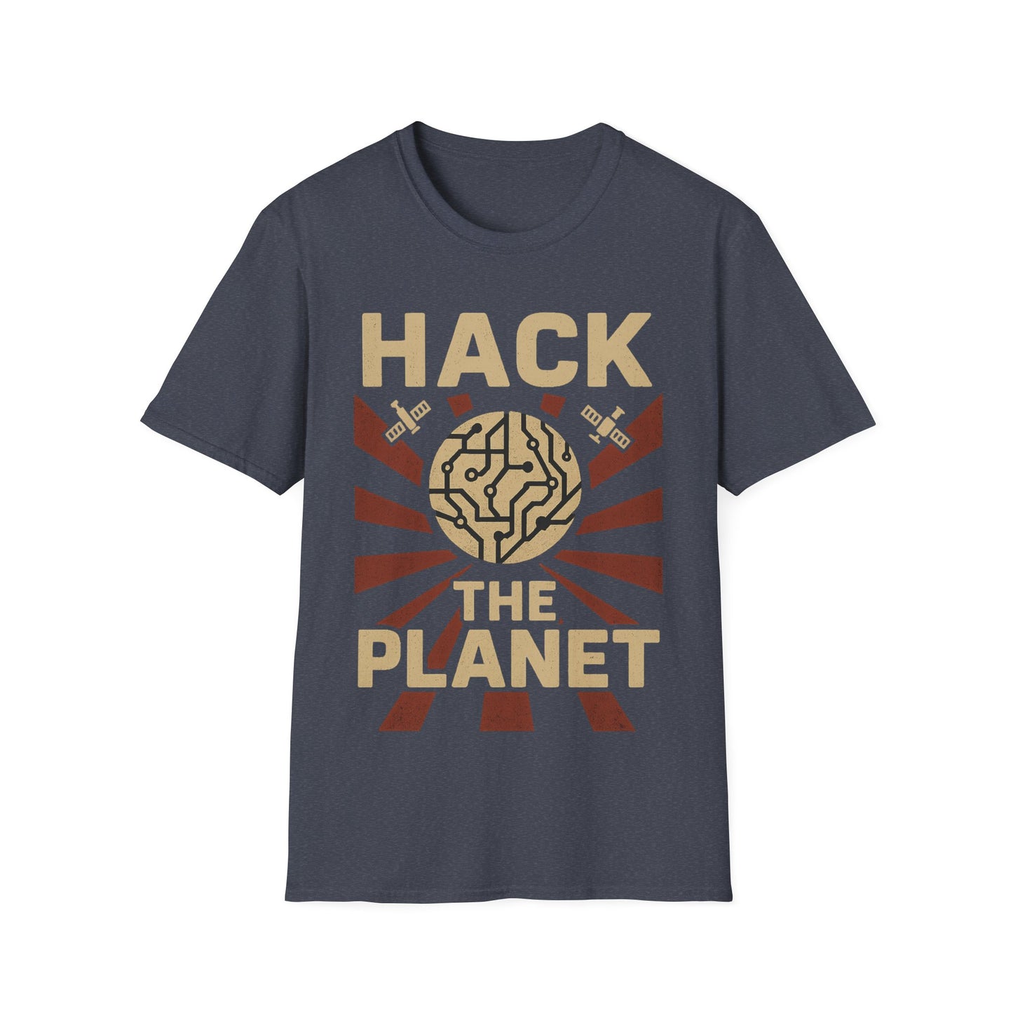 Hack the Planet design on navy t-shirt | hacker gift, programmer shirt, retro vintage
