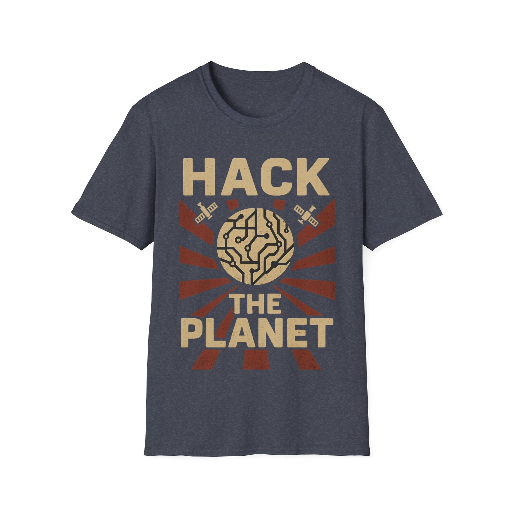 Hack the Planet design on navy t-shirt | hacker gift, programmer shirt, retro vintage