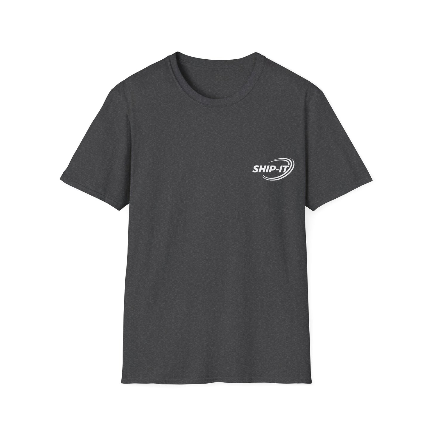 Gray t-shirt with a white "SHIP-IT" logo