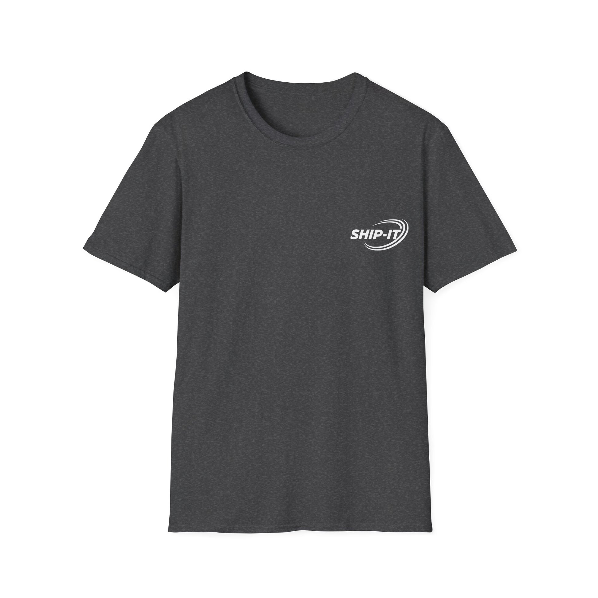 Gray t-shirt with a white "SHIP-IT" logo