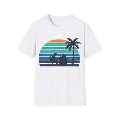 Code & Chill Sunset T-Shirt – Retro Programmer Beach Vibes Tee