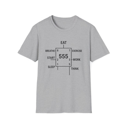 555 Timer Life Cycle design on a light gray t-shirt | hacker gift, electronics shirt, programming tee