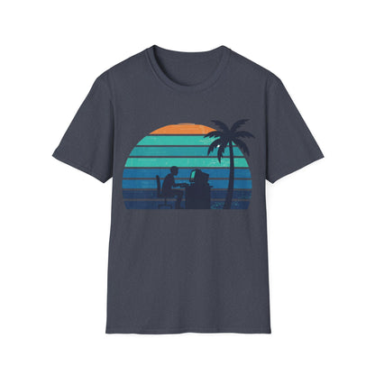 Code & Chill Sunset T-Shirt – Retro Programmer Beach Vibes Tee