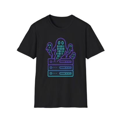 Ghost in the machine design on black t-shirt | hacker gift, halloween shirt