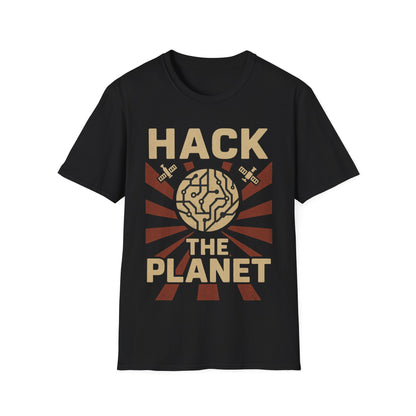 Hack the Planet design on black t-shirt | hacker gift, programmer shirt, retro vintage