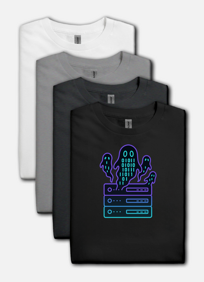 Ghost in the machine design on black t-shirt | hacker gift, halloween shirt