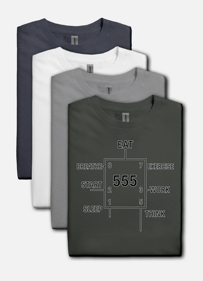 555 Timer Life Cycle design on a charcoal t-shirt | hacker gift, electronics shirt, programming tee
