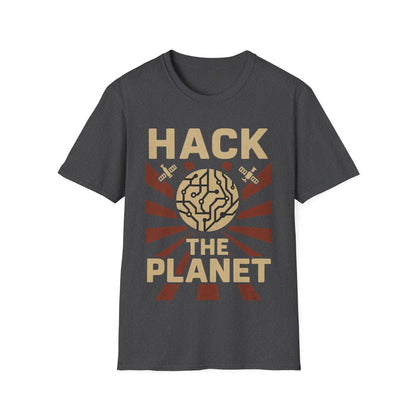 Hack the Planet design on gray t-shirt | hacker gift, programmer shirt, retro vintage