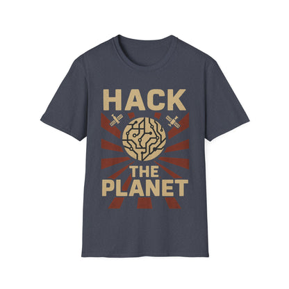 Hack the Planet design on navy t-shirt | hacker gift, programmer shirt, retro vintage