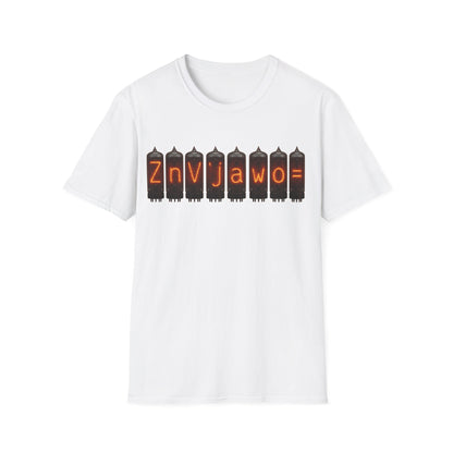 Nixie Tube Cryptic design on a white t-shirt | hacker gift, hobby shirt, electronics tee
