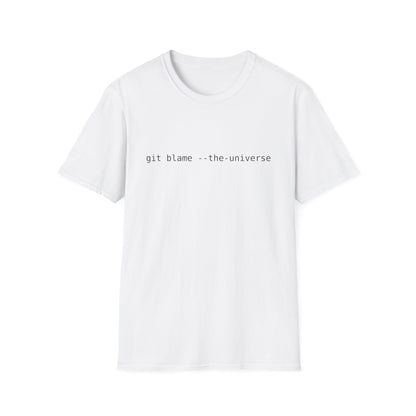Monospaced text “git blame --the-universe” centered on a transparent background